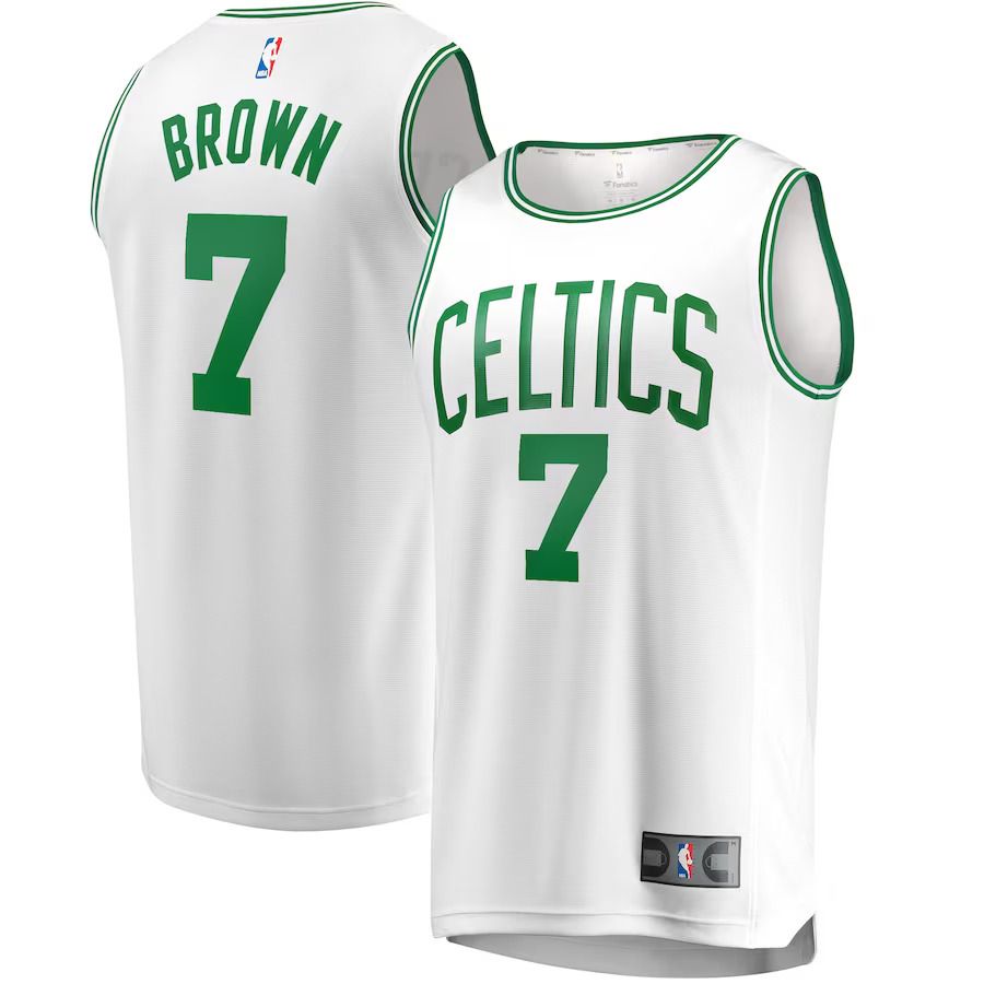 Men Boston Celtics 7 Jaylen Brown Fanatics Branded White Fast Break Replica NBA Jersey